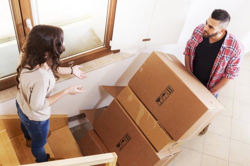 Prepared boxes and furniture ready for a man and van move in Eltham