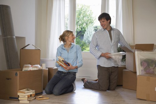 Packed moving boxes and household items ready for transport
